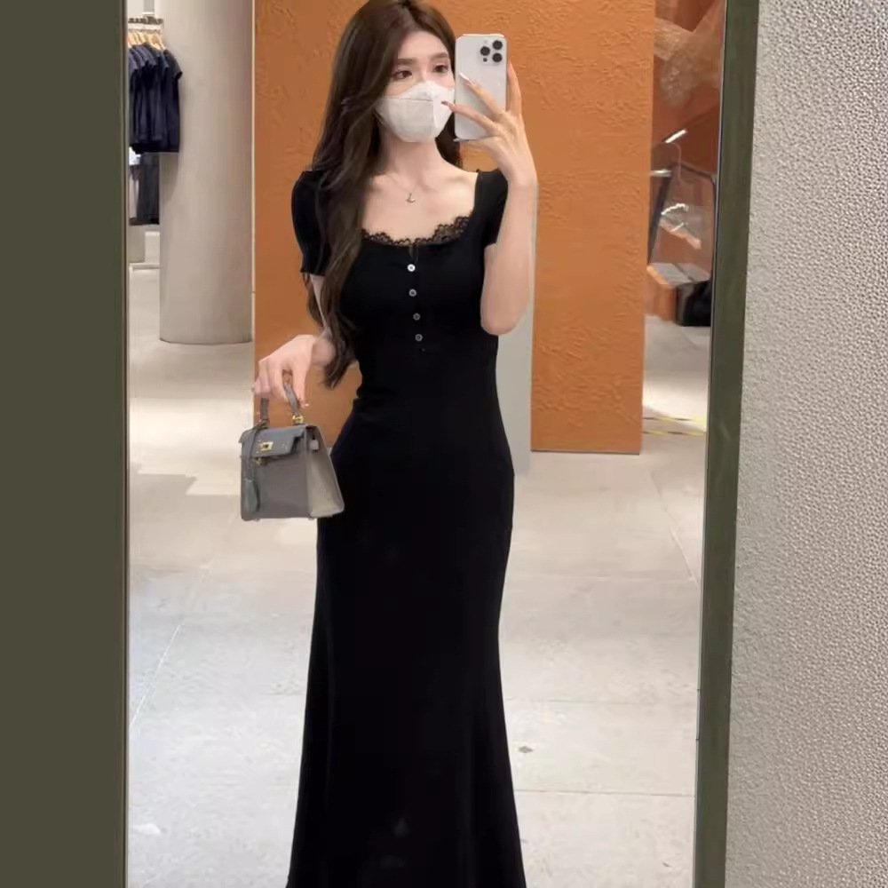 Black lace summer small design dress