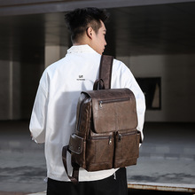 欧美时尚英伦风男士双肩包商务休闲通勤电脑包跨境新款外出旅行包