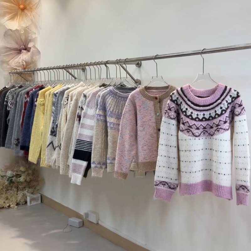 Fair Isle Jacquard Retro Knitwear for Women 25 Autumn and Winter Gentle Lazy Style Korean Knitwear Physical Store Wholesale Supply