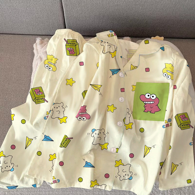 Mr. Crocodile Cartoon Spring and Autumn Pajamas Women's New Long Sleeve Student Home Clothes suit Outer Wear Real Shot Wholesale Mr. Crocodile Cartoon Spring and Autumn Pajamas Women's New Long Sleeve Student Home Clothes suit Outer Wear Real Shot Wholesale