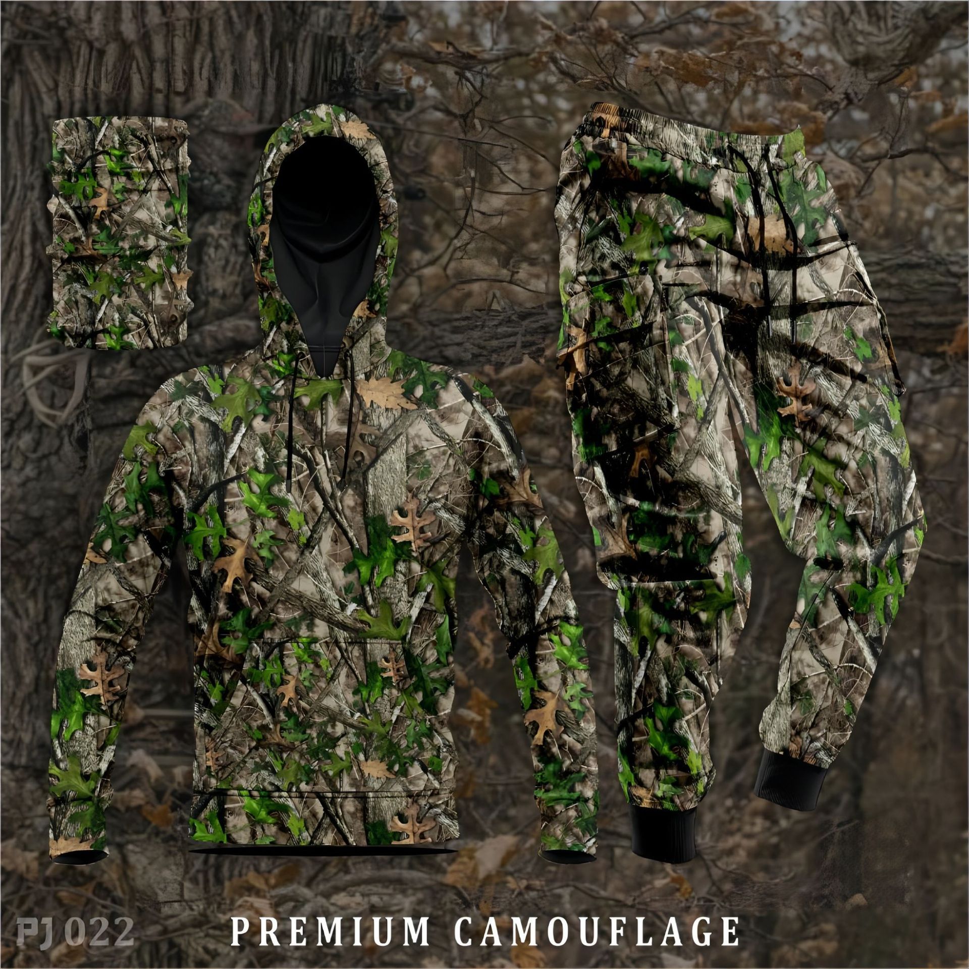 2025 Cross-Border Trendy Men's Forest Camouflage Hooded Sweatshirt Suit 3D Digital Printing Forest Sweatshirt and Sweatpants