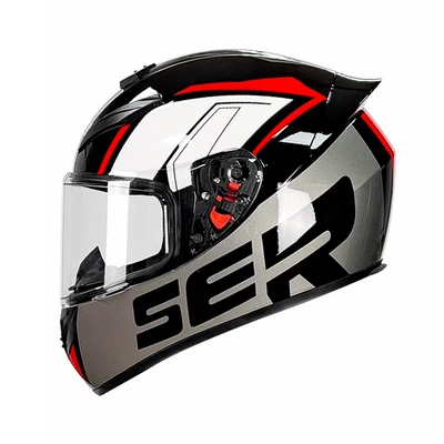Four-Season Helmet, Foreign Trade | Motorcycle Safety Supplies - qk111-bright-gray-sre-with-transparent-lenses-s