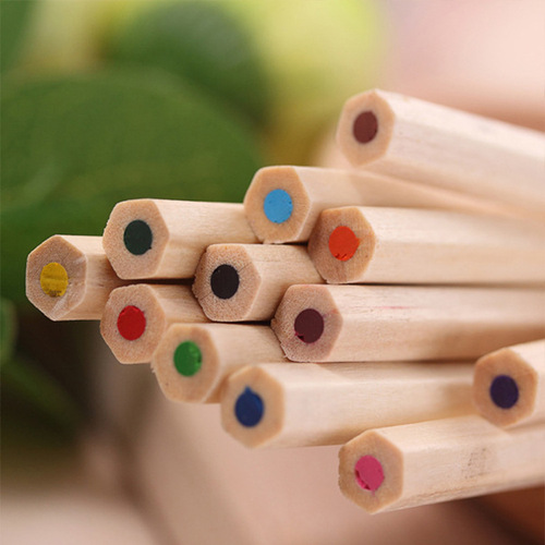 Log color barrel colored lead children's painting graffiti environmentally friendly solid color pencil hexagonal rod 12 colors