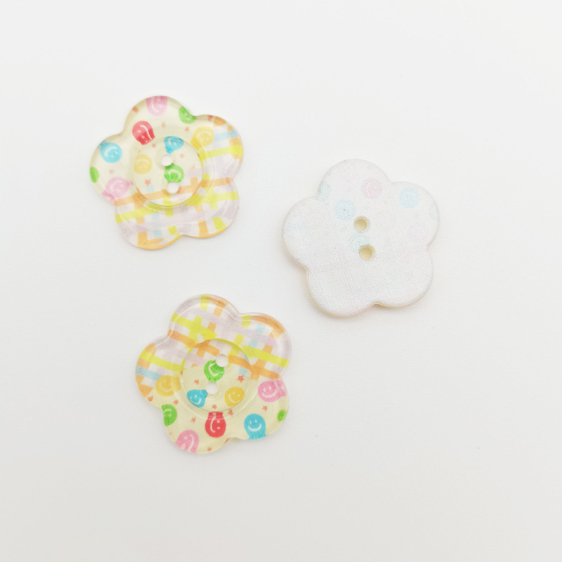 新しい透明なプリント花びらボタンジュエリーアクセサリー diy 携帯電話ケースパッチ下駄靴と靴下アクセサリー|undefined