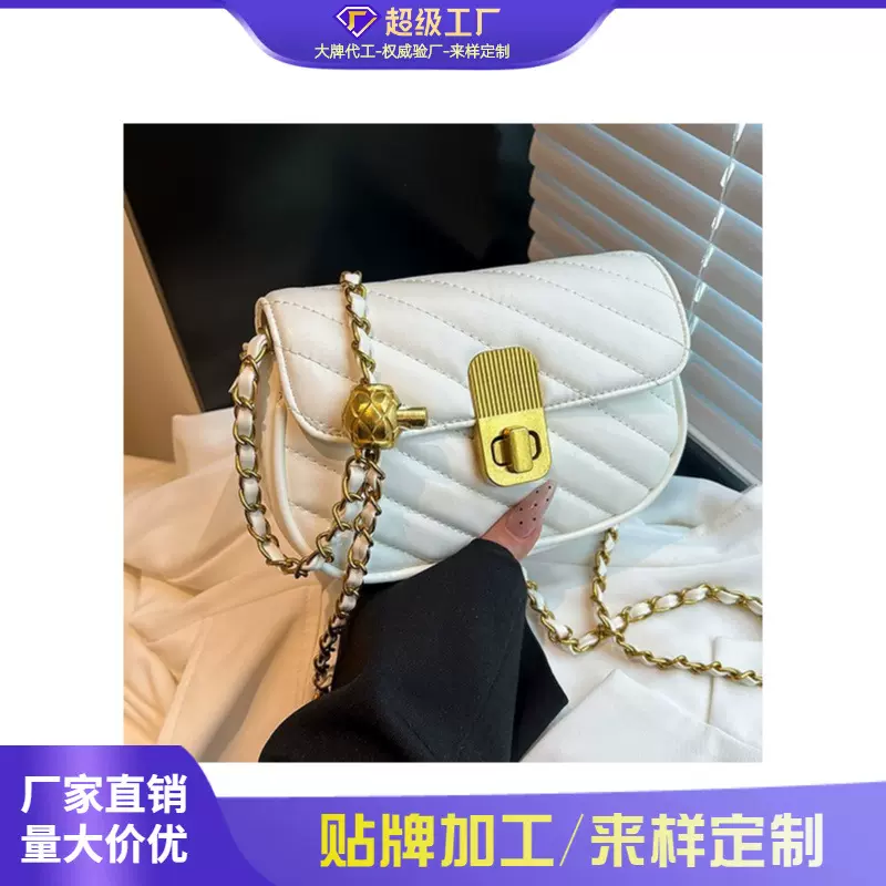 跨境2025新款潮网红流行复古ins菱格链条包韩系单肩包手机小方包