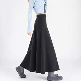 a字毛呢半身裙女秋冬2025新款法式高腰显瘦长裙大摆气质伞裙冬裙