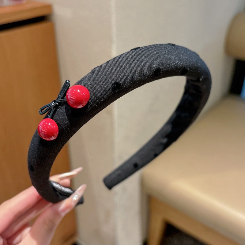 Niños gris flocado bandas de cabello alto cráneo de alta sensación tocado 2024 nuevo simple punto de onda arco atado de cabeza mujer