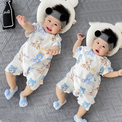 ins baby one-piece garment Summer wear Six Male baby clothes lovely summer Thin section Romper Exorcism