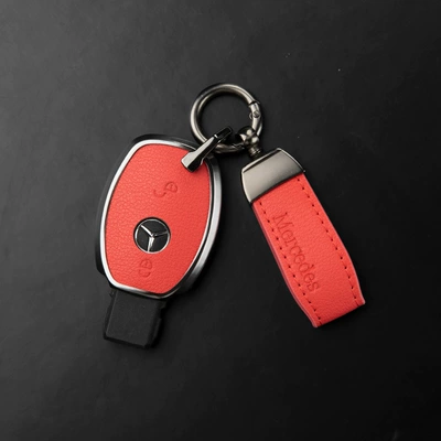 Car key bag – C-Class, S-Class, E-Class, Slc, V-Class, Gla - mercedes-benz-c-class-2-button-key-fob-original-emblem-pendant-grapefruit-red