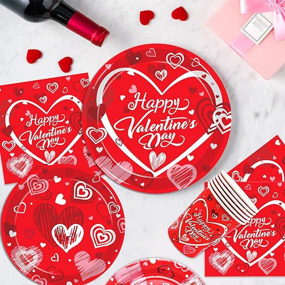 Valentine's Day Sweet Pastoral Heart Shape Paper Family Gathering Party Festival Tableware display picture 4