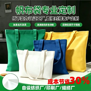 纯色空白帆布袋定制大容量环保手提袋可印logo高级感伴手礼礼品袋