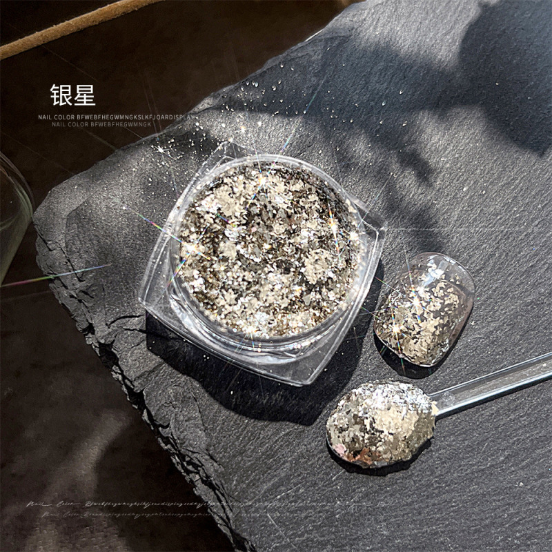 ネット赤のネイルアート超フラッシュ銀白金粉純銀の境シリーズ超薄フラッシュ粉爪のスパンコール粉卸売り|undefined