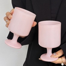 ins玉粉矮脚玻璃杯果茶冷饮杯小众设计感家用高颜值咖啡杯饮品杯