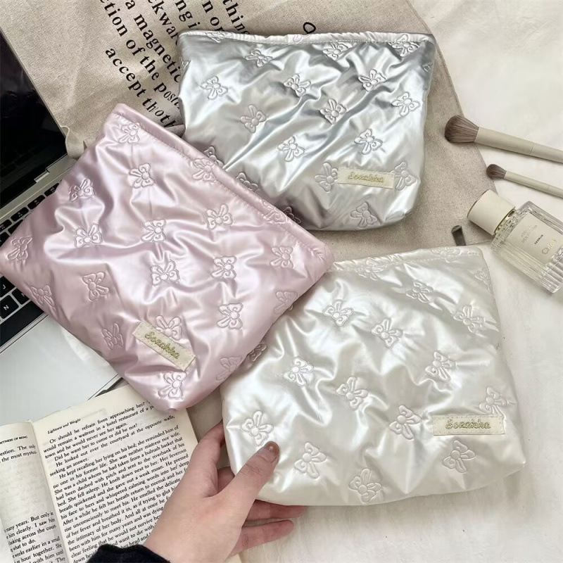 Korean Quilted Love Clutch Bag Cosmetic Bag Skin Care Product Coin Purse Liner Bag Multi-Functional Storage Bag for Women