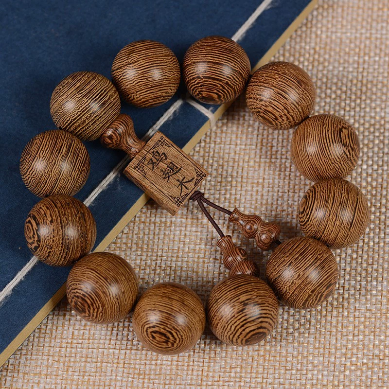 Rosary wooden bracelet, round walnut beads, sizes 6–15 mm, 108‑bead and bracelet options