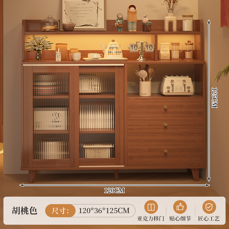 Mueble lateral contra la pared, armario de almacenamiento integrado, armario de almacenamiento de sala de estar, armario de almacenamiento de gran capacidad, armario de preparación para el hogar, armario de té