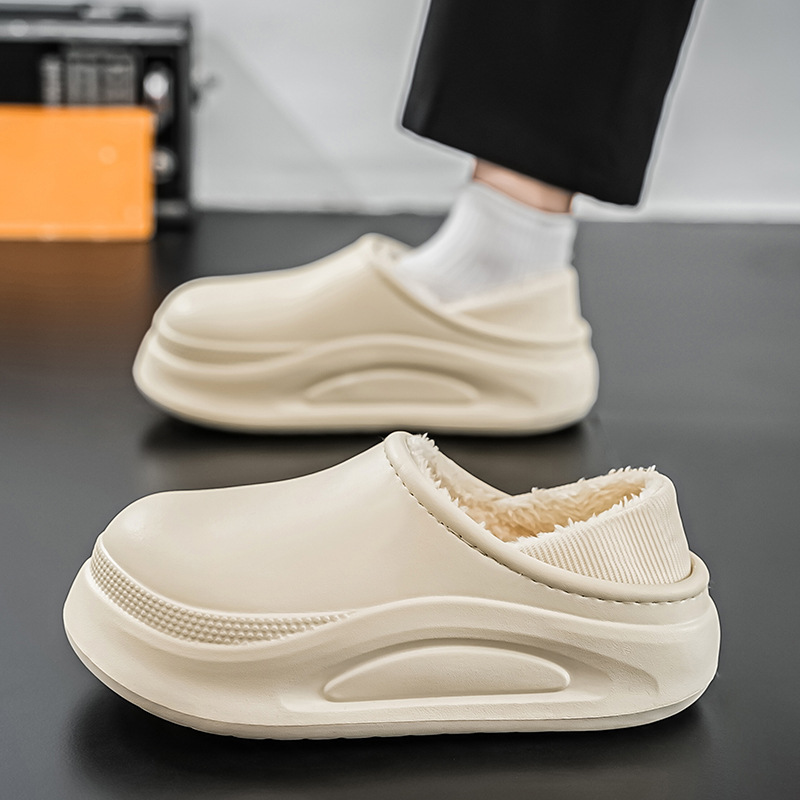 Zapatillas de algodón para hombres zapatos de algodón para hombres impermeables y resistentes al frío en invierno, sensación de pisar mierda y terciopelo engrosados, cálidos y gruesos, suelas resistentes al desgaste image 4