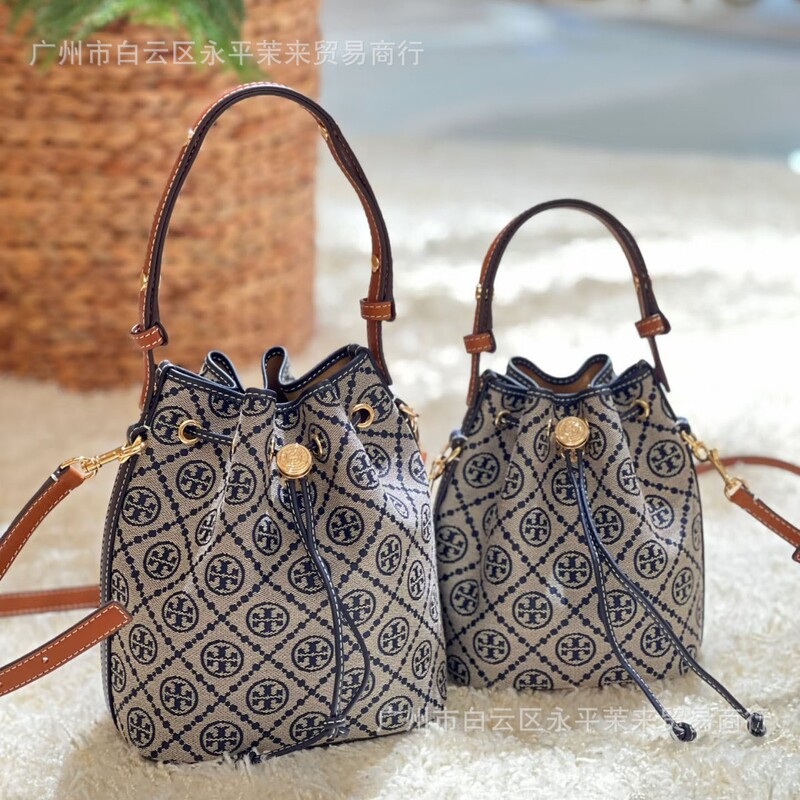 25TB New Arrival Jacquard Canvas Lightweight Commuter Bucket Bag Korean Style Fashionable Old Flower Crossbody Women's Bag