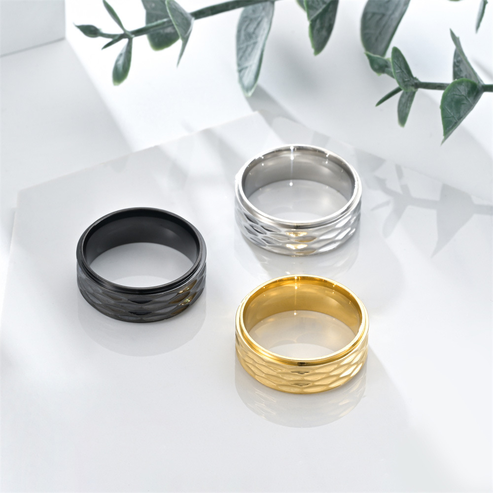 Simple Style Round Titanium Steel Polishing Men's Rings display picture 2