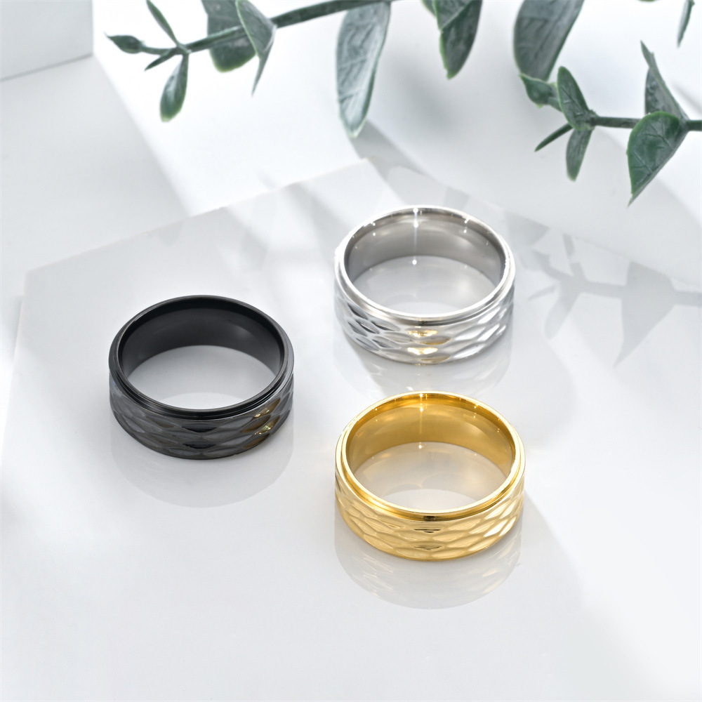 Street Occasion Titanium Steel Material Simple Style Round Titanium Steel Polishing Men's Rings