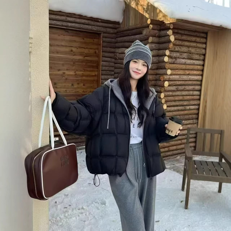 2025 Winter New Style 90 White Duck down Jacket for Women with Knitted Patchwork Puff Design, Korean Style Warm Coat 2025 Winter New Style 90 White Duck down Jacket for Women with Knitted Patchwork Puff Design, Korean Style Warm Coat