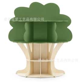 木制儿童书架单面360度大树造型收纳架橱窗落地置物阅读树形架