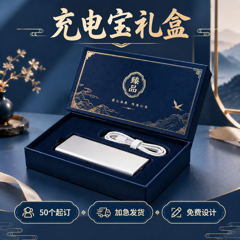 Gift box for power bank, electronic product box, rectangular box, free design and printing, logo printing available
