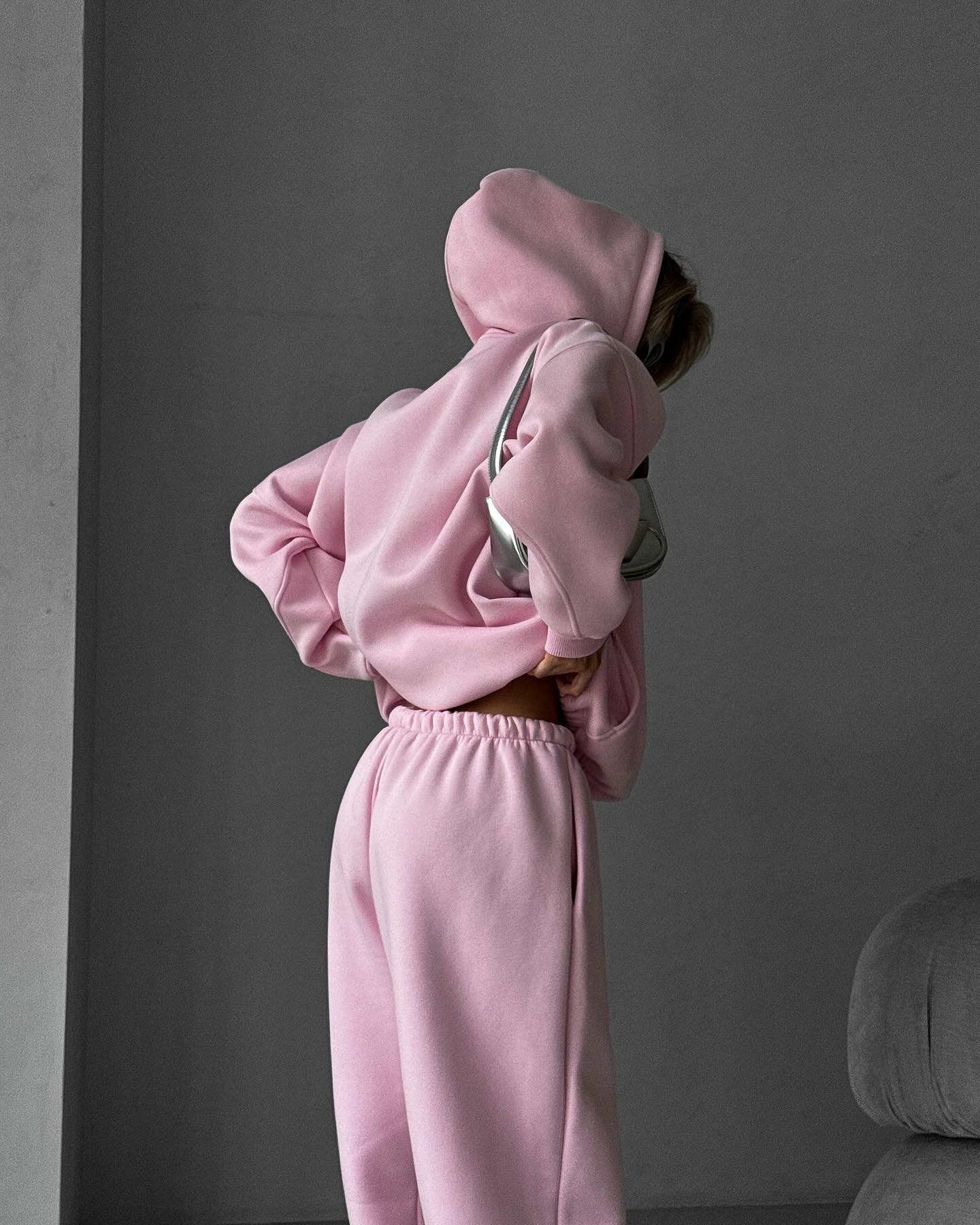 2025 Fall/Winter New European And American Solid Color Long Sleeve Hooded Sweatshirt Women's Fashion Casual Pants Sports_ecoleips.com
