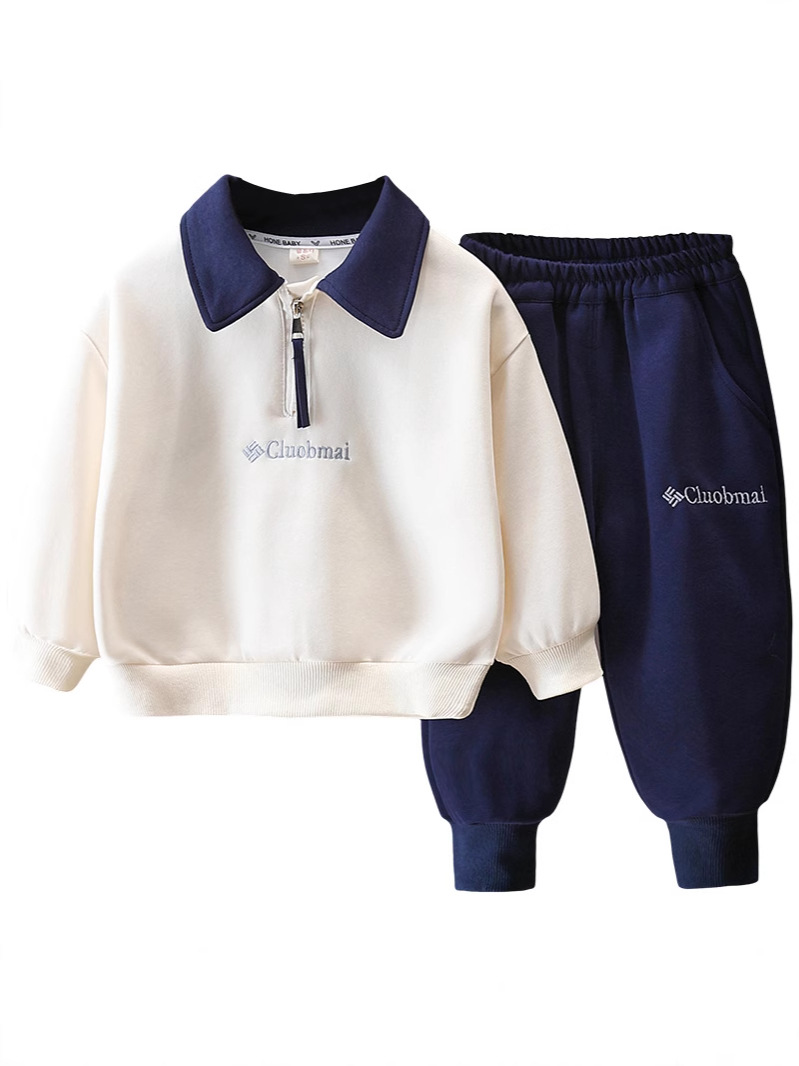 7745 Traje de primavera para niños 2025 nueva camisa POLO a juego de colores para niños primavera y otoño deportes de ocio de dos piezas primavera
