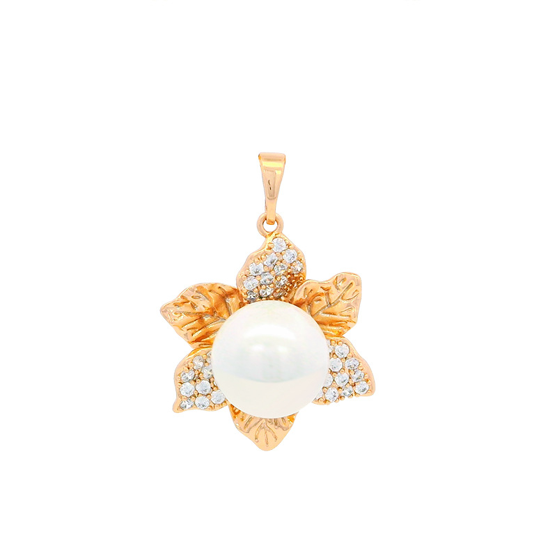 Xuping Europa y los Estados Unidos transfronterizos incrustados de zircon imitación de flores de perlas diseño de moda retro collar de dama colgante al por mayor