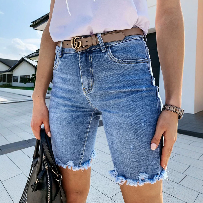 Cross-border plus size Denim shorts summer rough pants riding pants hot pants TEMU Amazon SHEIN in stock explosions