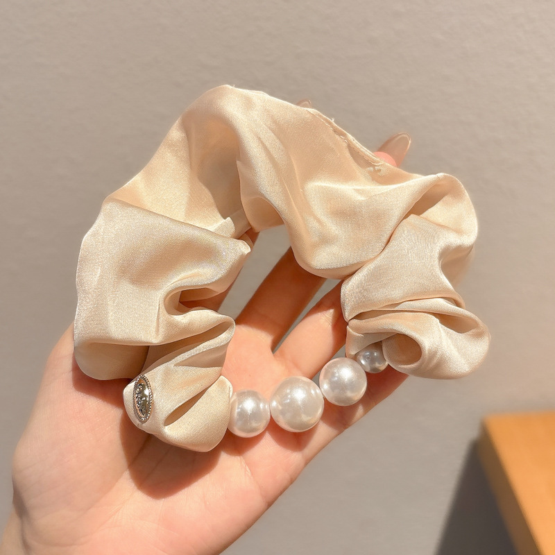Satín coreano anillo de cabello de intestino grande mujer de moda cuerda de cabeza de alta calidad temperamento flor de cabello bola de cabello toque de cabeza