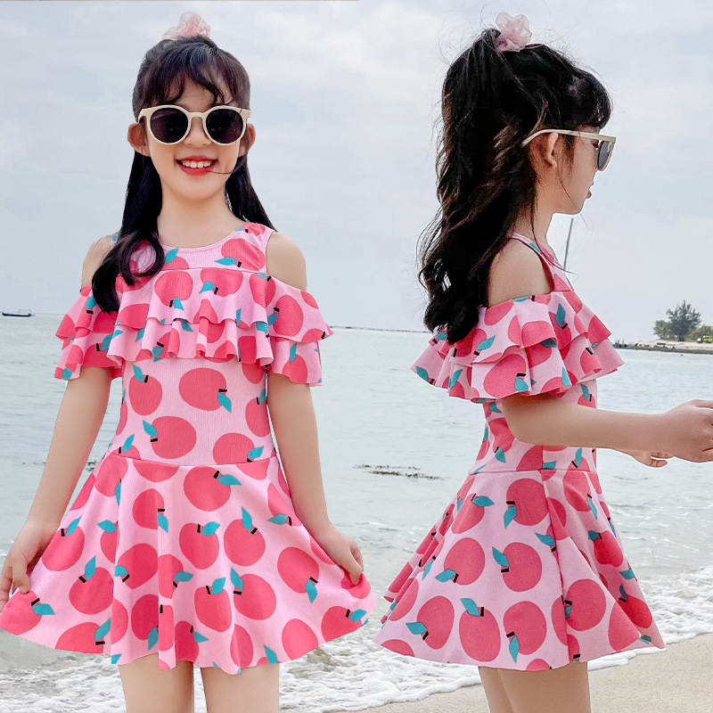 Traje de baño para niños niñas nueva falda traje de baño niños dibujos animados lindo viento vacaciones traje de baño fabricantes al por mayor