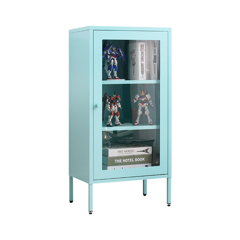 Armario aparador de hierro moderno minimalista Oficina de almacenamiento sala de estar cocina luz de la pared de lujo puerta de vidrio Barra de té gabinete