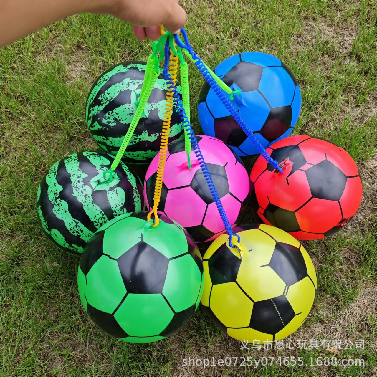 Chain football watermelon ball massage ball inflatable cartoon ball pat ball basketball with rope ball pull rope exercise