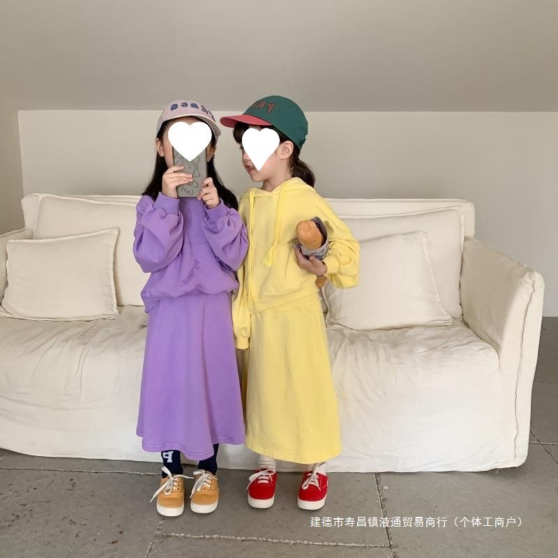 女童卫衣套装2022春秋儿童韩版洋气连帽卫衣女宝宝休闲运动两件套