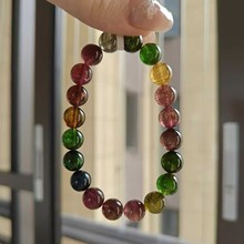 巴西水晶老矿油润彩虹碧玺手链多圈单圈糖果手串女款饰品天然石