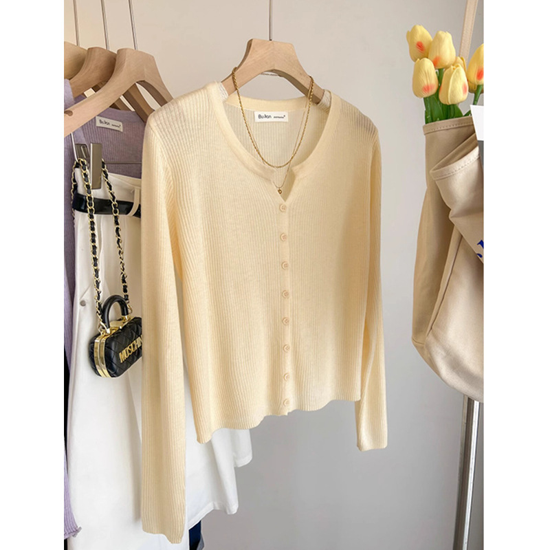 Knitted Cardigan for Women, Korean Style V-Neck Thin Long-Sleeve Sweater Top, 2026 New Spring Fashion Women's Wholesale Knitted Cardigan for Women, Korean Style V-Neck Thin Long-Sleeve Sweater Top, 2026 New Spring Fashion Women's Wholesale