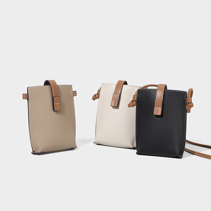 Teléfono móvil de cuero genuino primera capa de piel de vaca bolso de hombro pequeño bolso de mensajero de hombro simple de las mujeres bolsa de todo fósforo bolso rojo neto del teléfono móvil