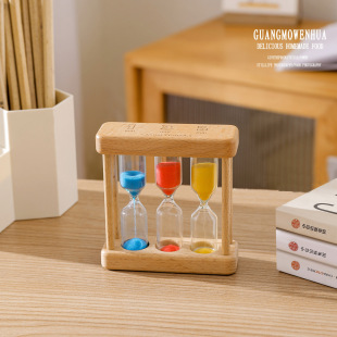 Wooden 1/3/5 minute children brushing their teeth hourglass creative time timing three-in-one combination hourglass gift ornaments
