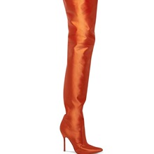 欧美女橙色过膝细高跟大腿及腰靴外贸大码成都厂家直供跨境电商