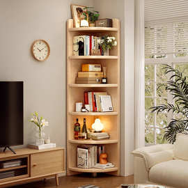 实木转角置物架墙角柜客厅三角柜落地拐角墙边柜子扇形收纳柜书架