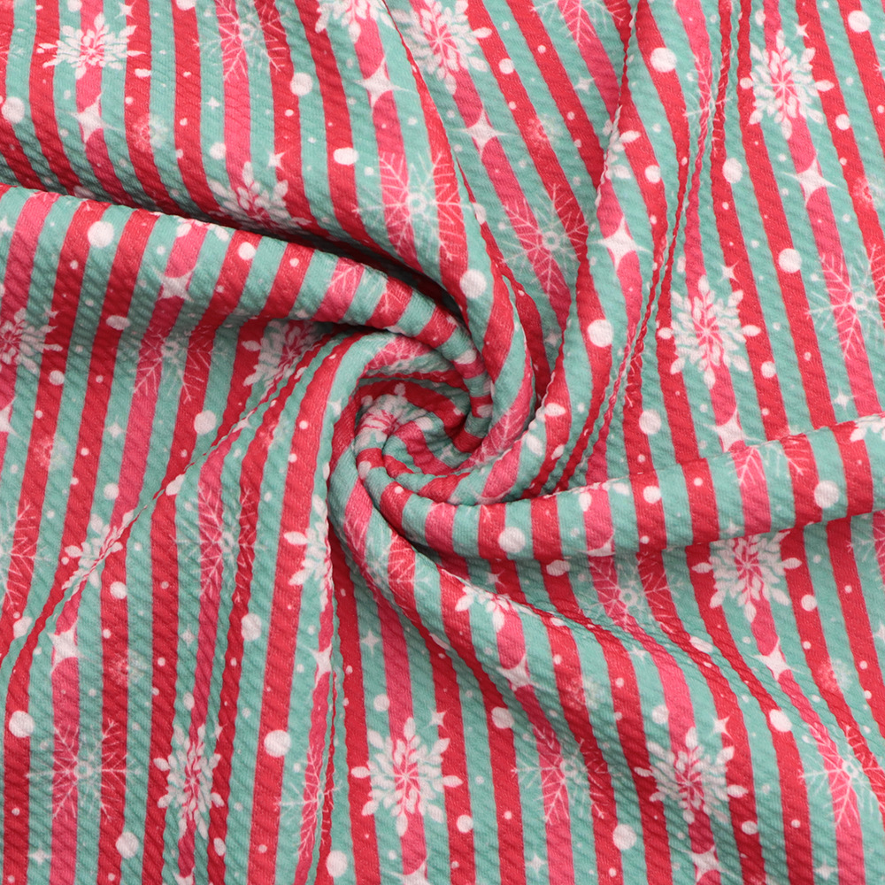 クリスマス雪花模様の薄いポリエステル綿や四面弾ニット生地のプリント生地手作りdiyシャツスカート服装生地