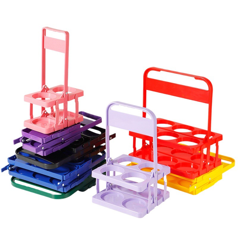 In stock plastic foldable beer rack portable KTV half dozen 6 bottles portable basket red wine basket printable LOGO