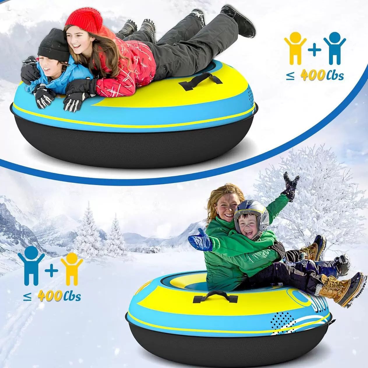 耐寒加厚布套充气滑雪圈PVC夹网雪橇 雪地圈充气带布套滑雪车雪管