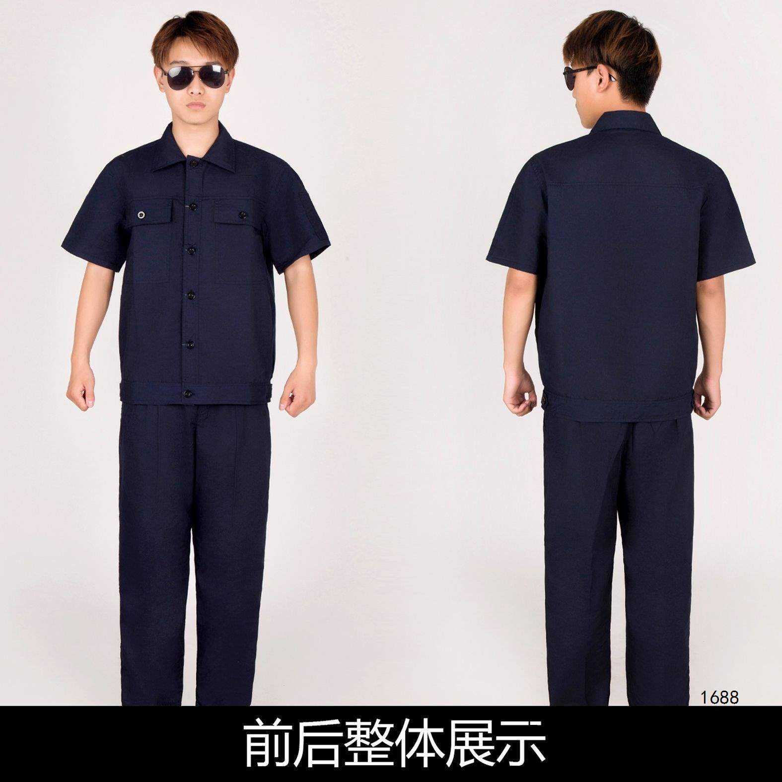 夏季薄款短袖翻领透气耐磨男女套装上衣多口袋车间汽修工厂工作服