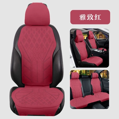 all seasons, suede leather seat cushion, Seat cushion, seat cover - five-seater-luxury-version-with-multiple-headrests-martha-red