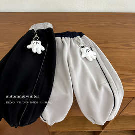 儿童运动裤2025秋冬新款韩版可爱小熊休闲卫裤男童女童加绒裤子潮