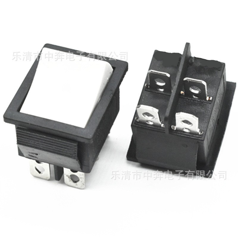 KCD4 白色无印字-单复位 4脚2档 自恢复船型开关16A复位开关