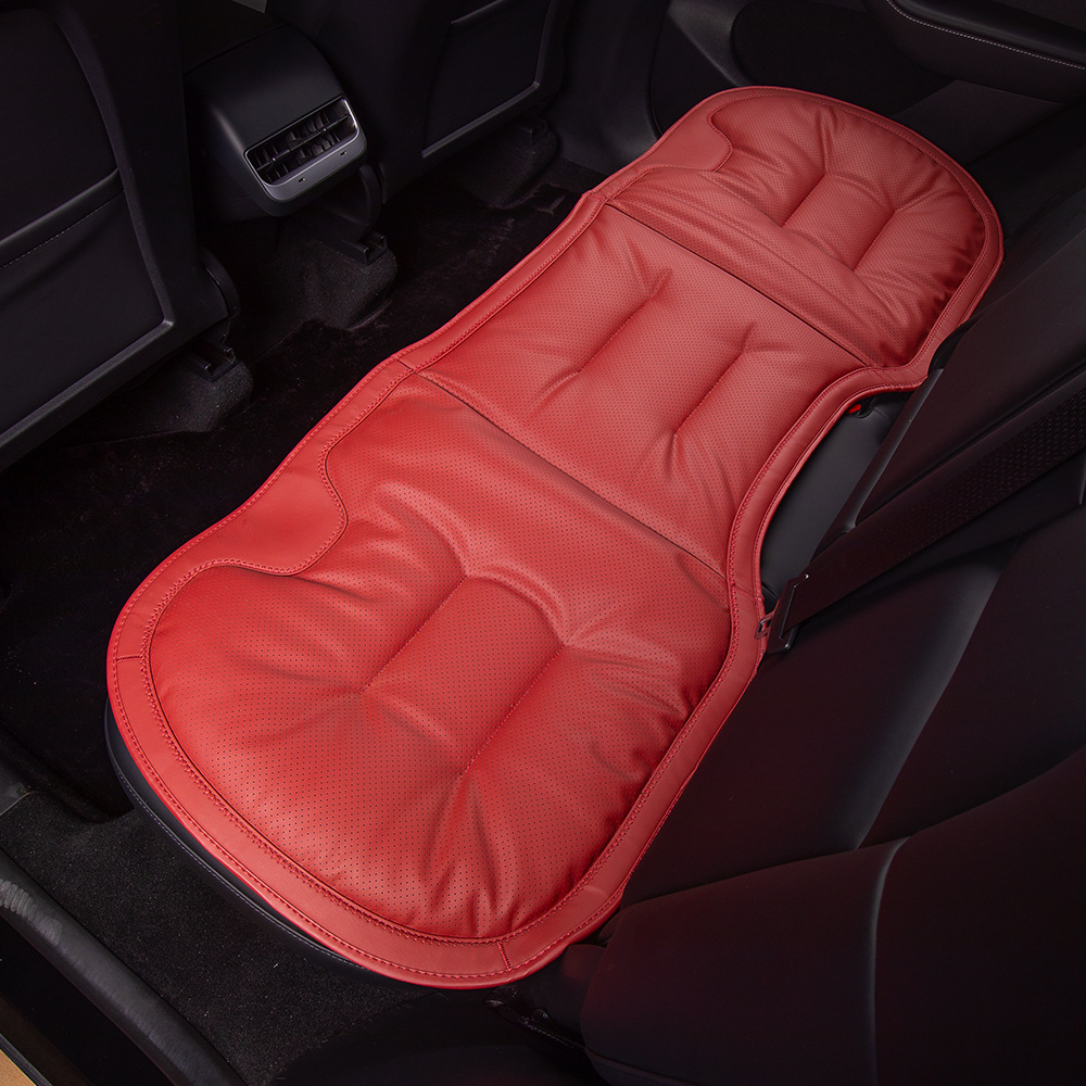 New Car Seat Cushion: Universal Seat cushion, seat cover - volcanic-red-nappa-leatheranti-slip-breathable-rear-seat